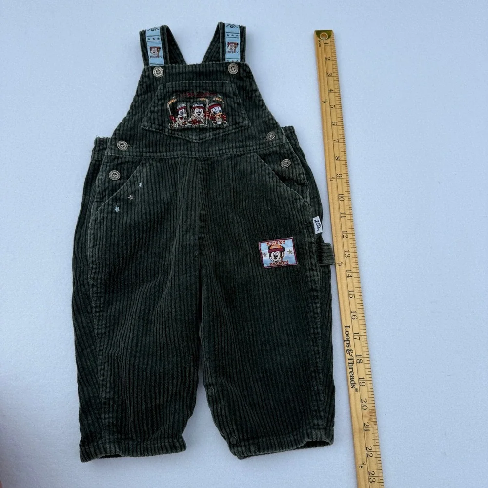 Vintage Baby Mickey & Co Overalls 12M Corduroy Disney Mickey Hockey Little Champ